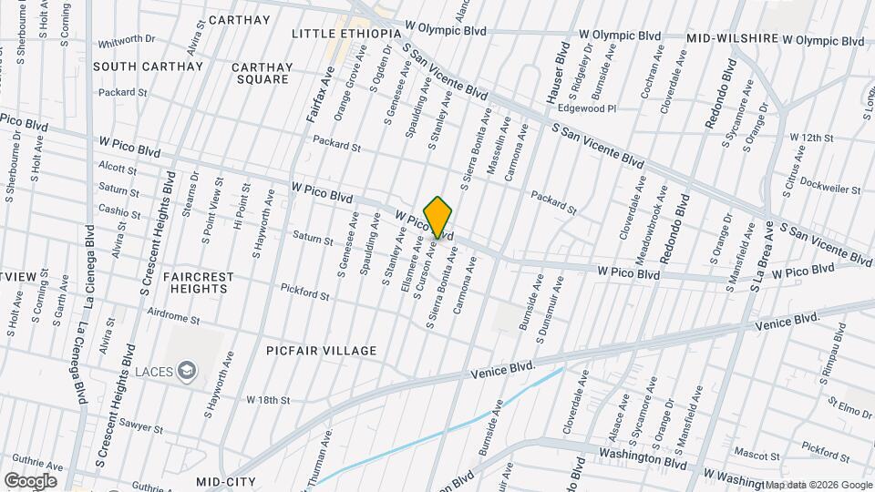 1414 S Curson Ave Map and Location Details