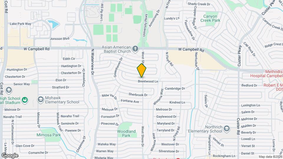 800 Brentwood Ln Map and Location Details
