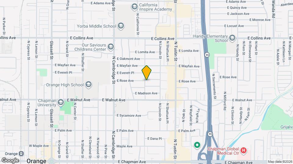 1306 E Rose Ave Mapa y Detalles de la Ubicación