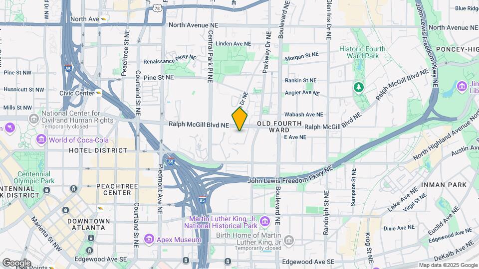 385 Ralph McGill Blvd NE Mapa y Detalles de la Ubicación