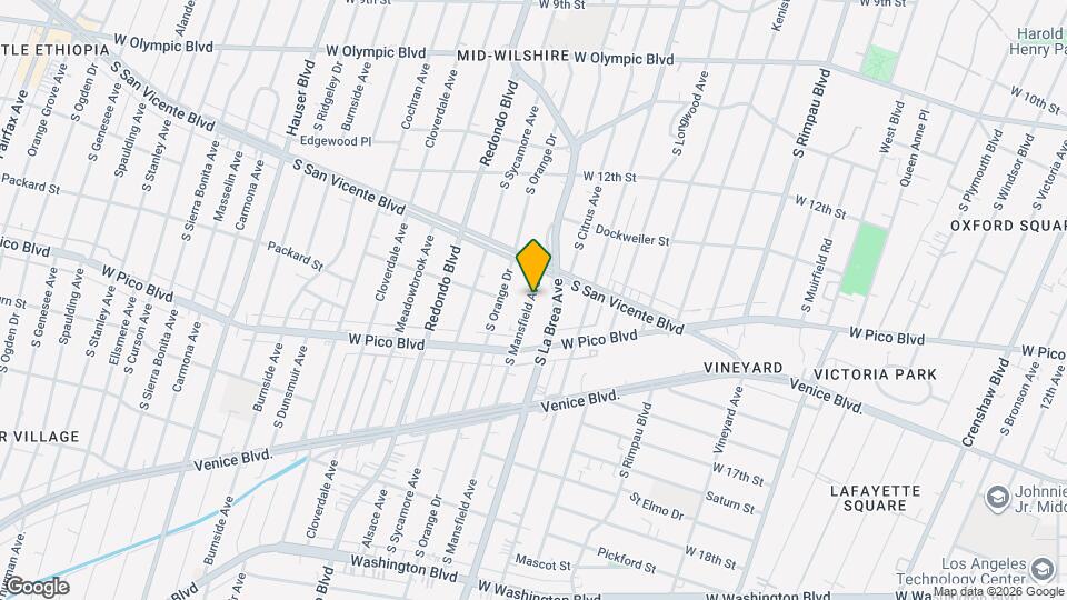 1332 1/2 South Mansfield Avenue Mapa y Detalles de la Ubicación