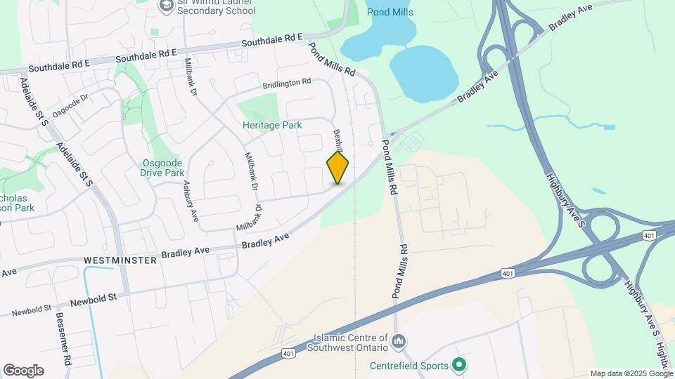 Beautiful 4-Bedroom Home in Pond Mills – Finished Basement & Garage Map and Location Details