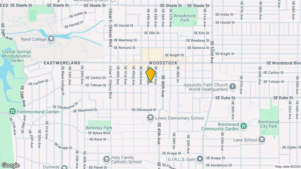4381 SE Tolman St Map and Location Details