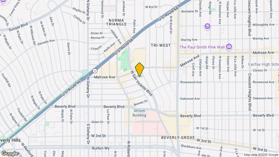 516 N San Vicente Blvd Map and Location Details
