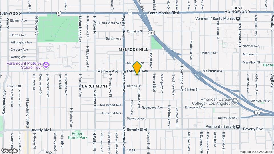 641 N Serrano Ave, Unit 1 Map and Location Details