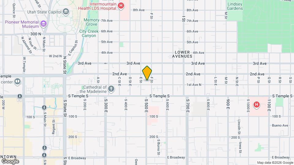 423 E 1st Ave Map and Location Details
