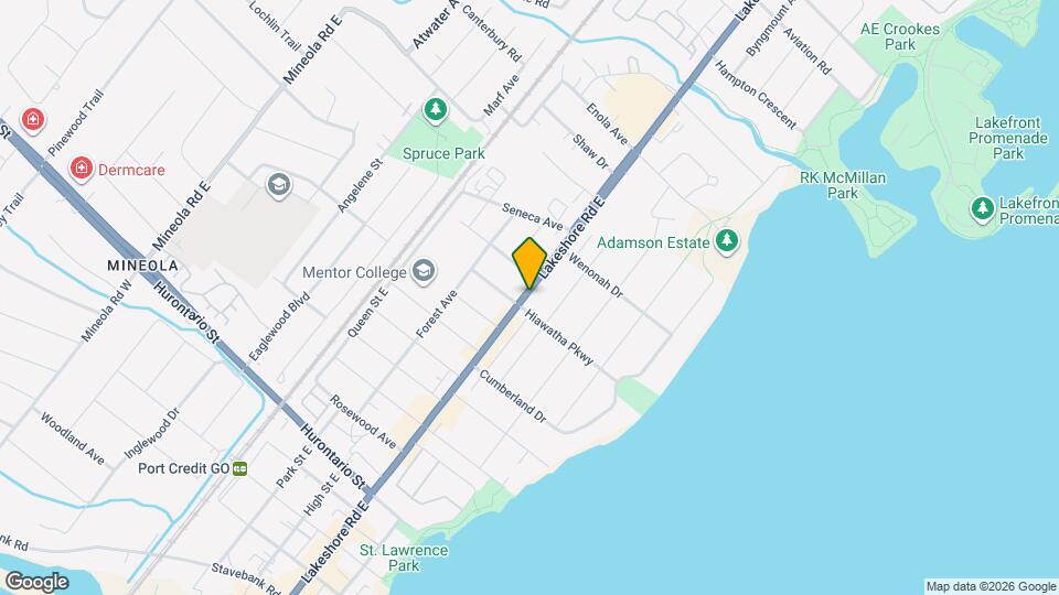 287 Lakeshore Rd E Map and Location Details