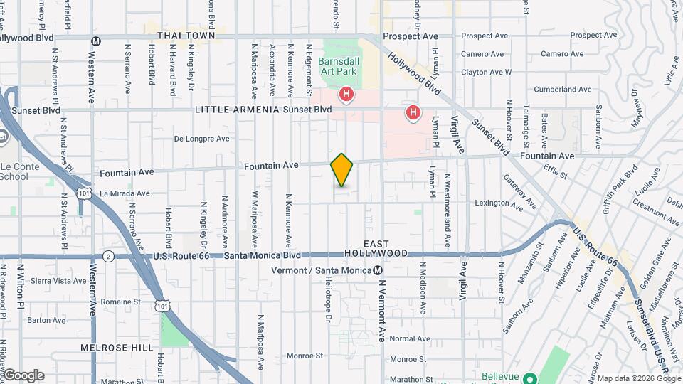 1212 N Berendo St, Unit B Mapa y Detalles de la Ubicación
