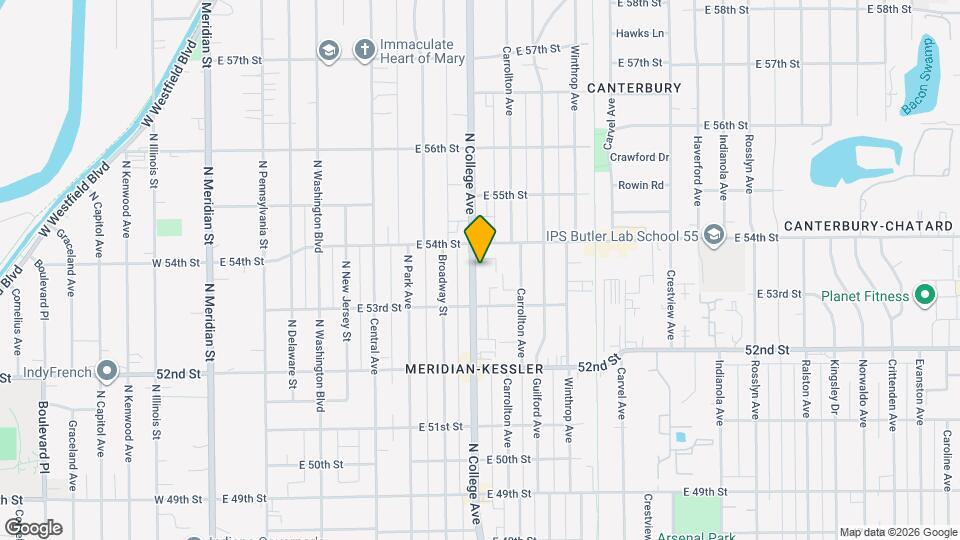 5347 N College Ave Map and Location Details