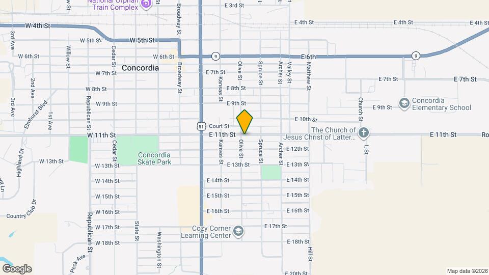 1105 Olive St Map and Location Details