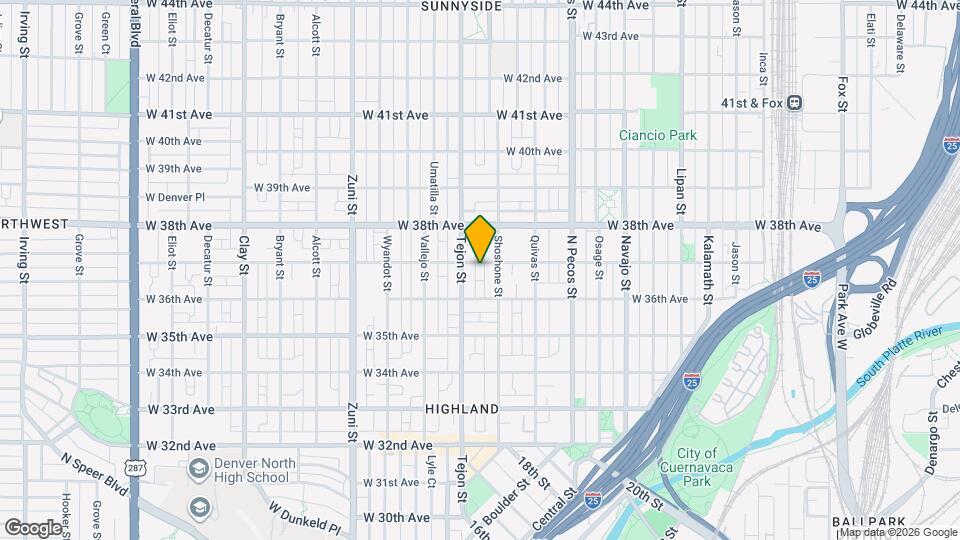 1926 W 37th Ave Map and Location Details