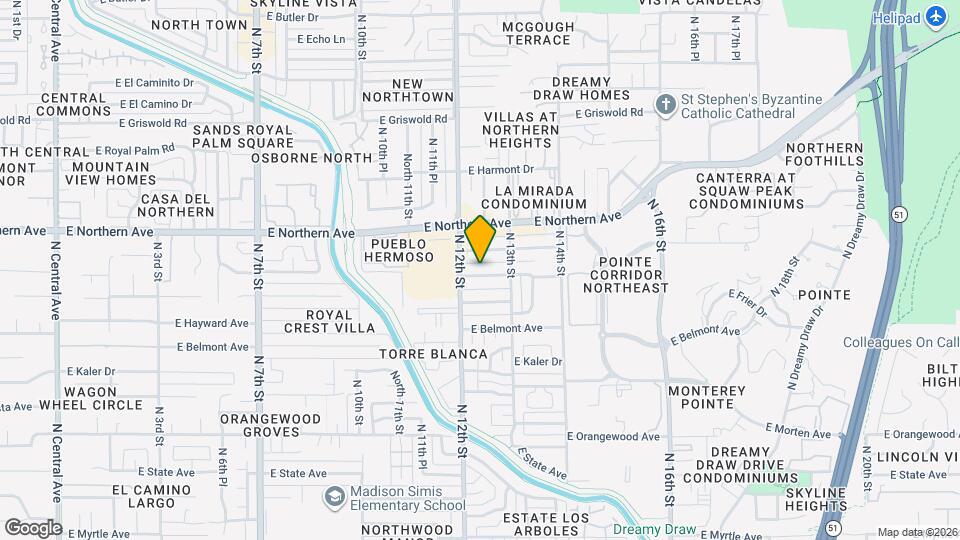 1216 E Desert Park Ln Map and Location Details