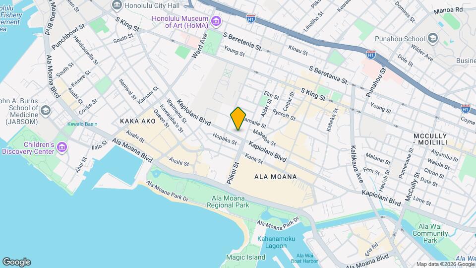 1296 Kapiolani Blvd, Unit Moana Pacific #802E Map and Location Details