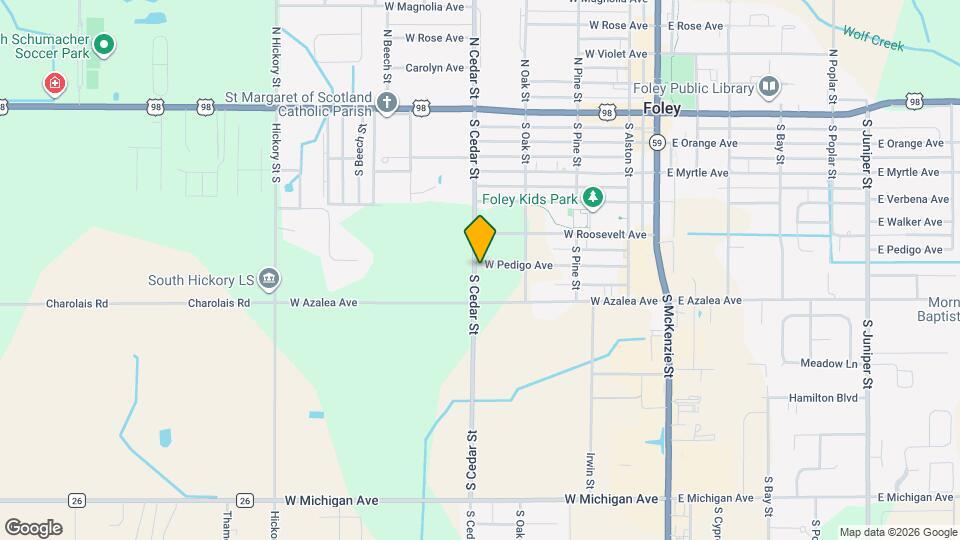 601 S Cedar St Map and Location Details