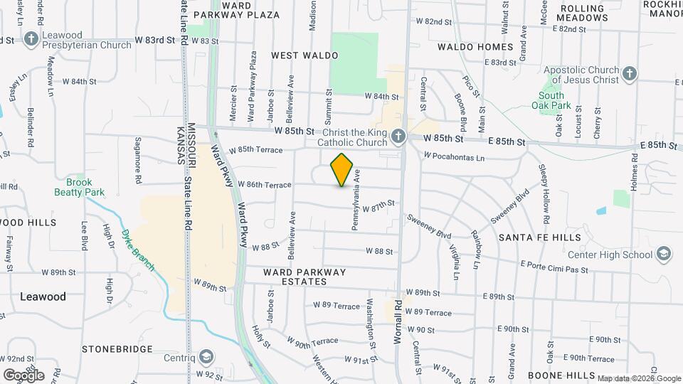 609 W 86th Terrace Map and Location Details