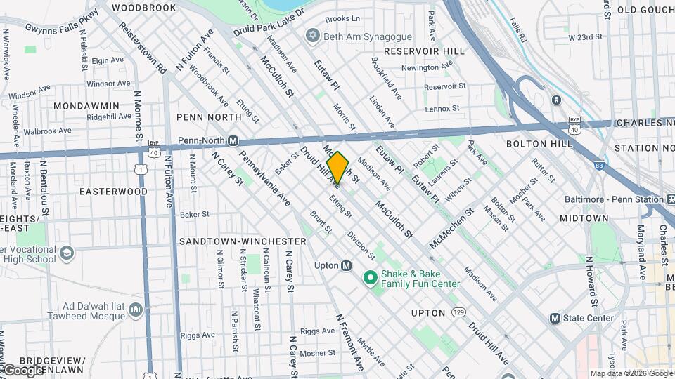 2028 Druid Hill Ave, Unit 2028 Druid Hill Ave #3 Map and Location Details