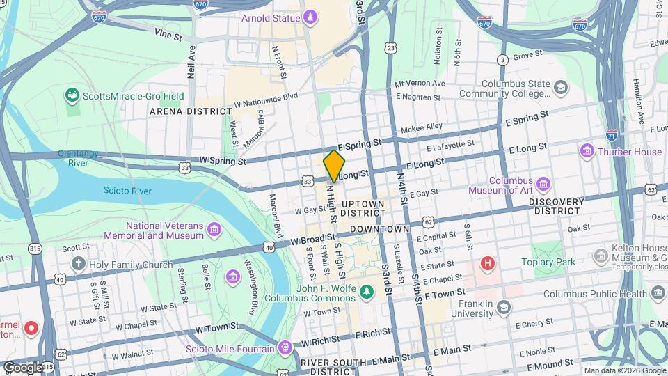 100 N High St Map and Location Details