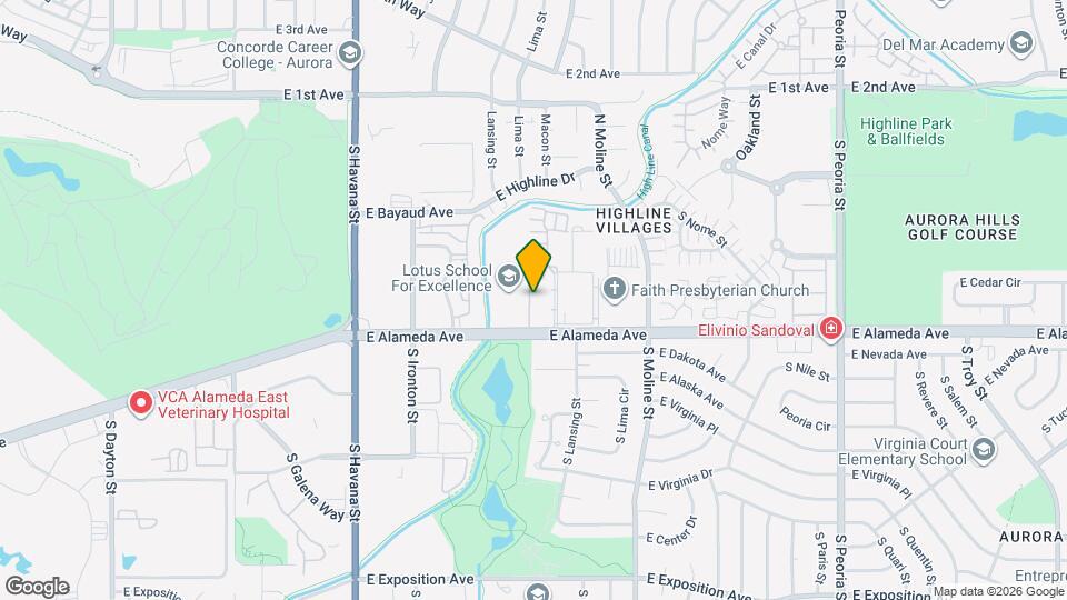 11115 E Alameda Ave Map and Location Details