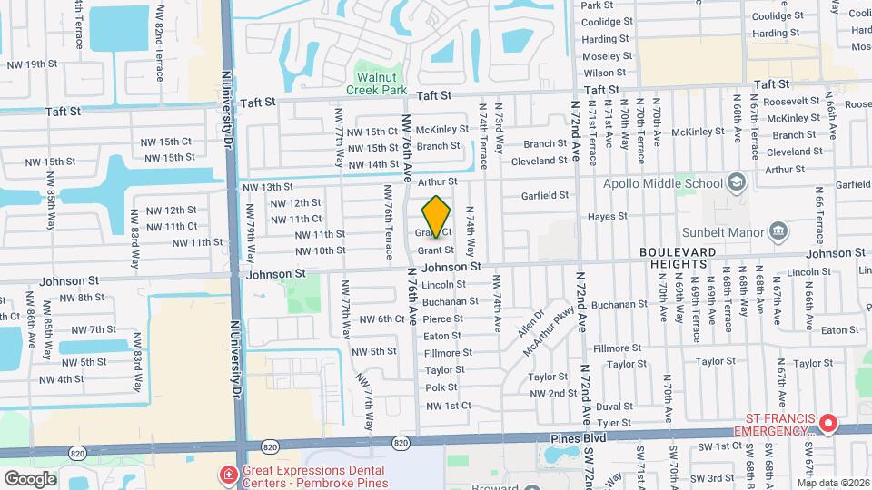 7513 Grant St Mapa y Detalles de la Ubicación