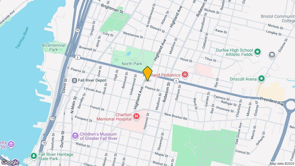 629 Highland Ave Map and Location Details