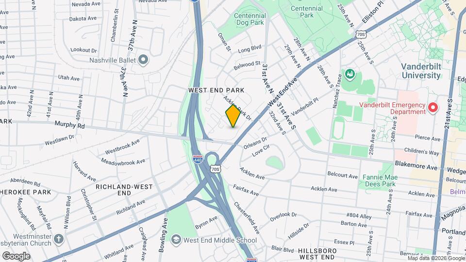 3314 West End Ave, Unit 202 Map and Location Details