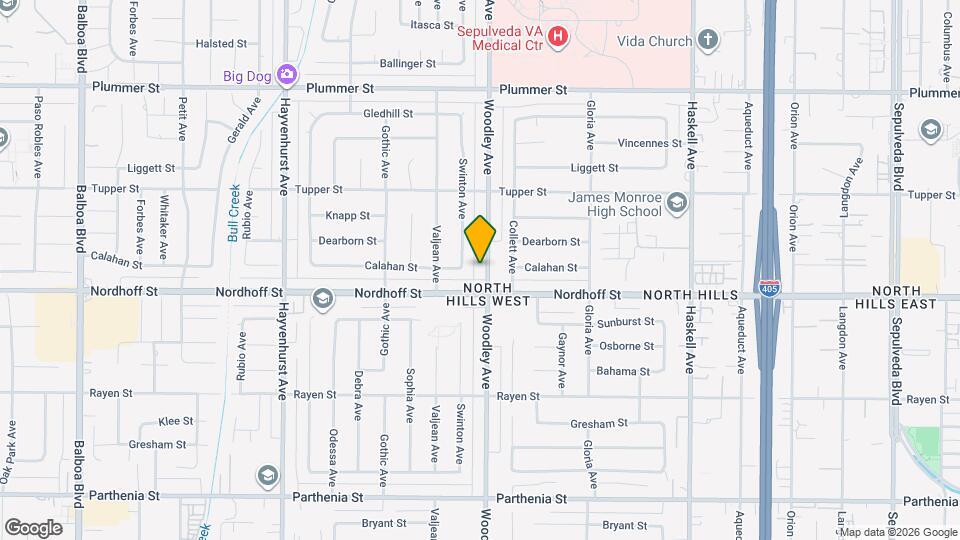 9123 Woodley Ave Map and Location Details