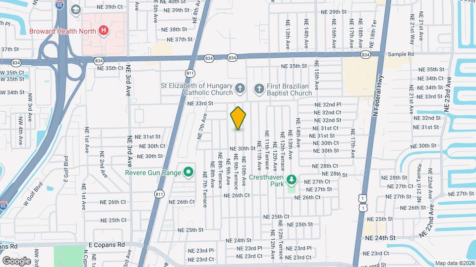 3050 NE 9th Terrace Mapa y Detalles de la Ubicación