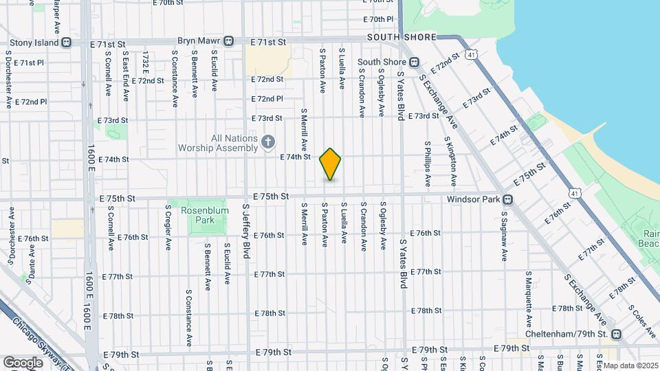 7443 S Paxton Ave-Unit -3rd Floor Map and Location Details