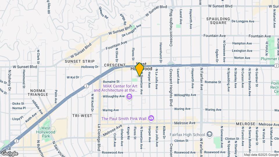 1009 N Sweetzer Ave Mapa y Detalles de la Ubicación