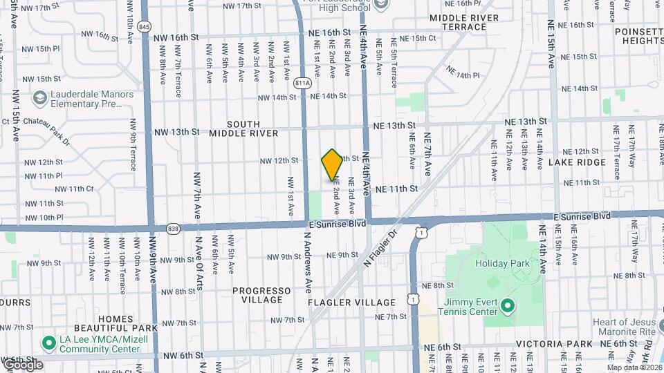 1105 NE 2nd Ave Map and Location Details