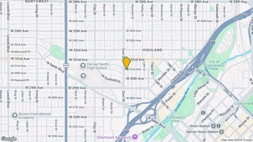 3050 Zuni St Map and Location Details