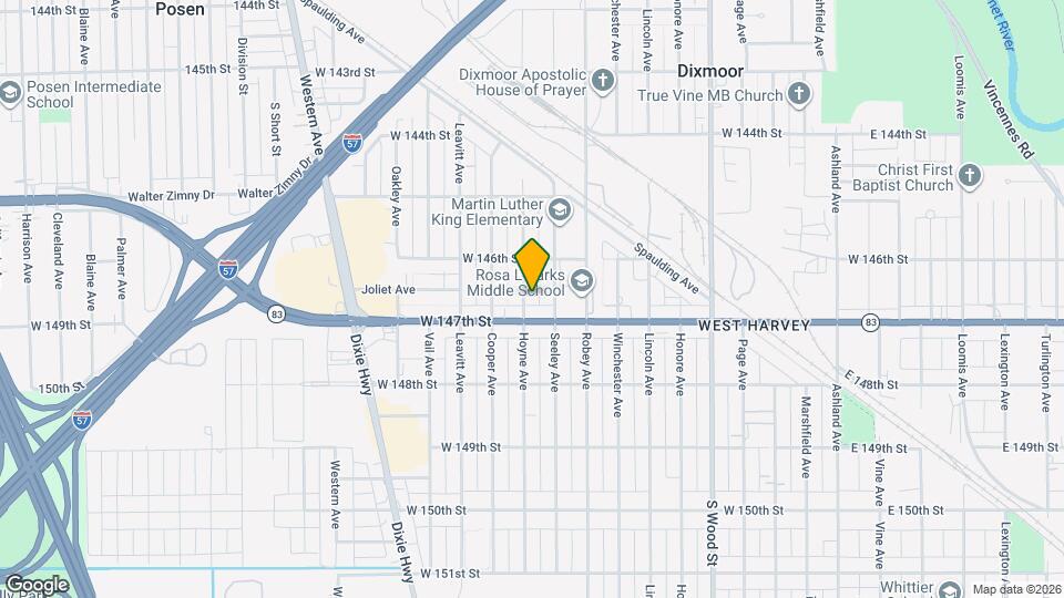 14629 Hoyne Ave, Unit 14629 Hoyne Ave Dixmoor Mapa y Detalles de la Ubicación