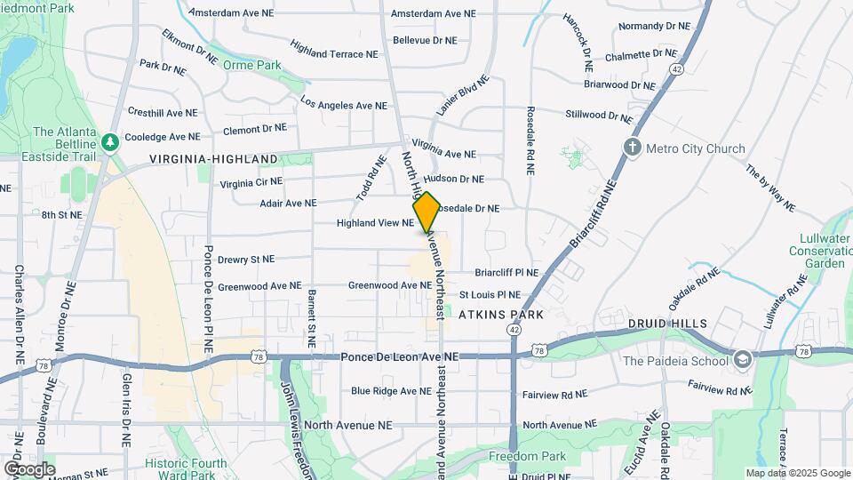 880 N Highland Ave Map and Location Details