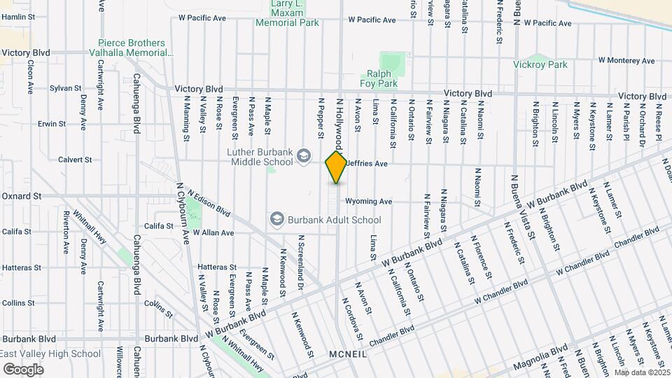 1747 N Hollywood Way Map and Location Details