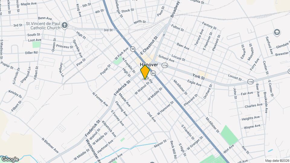 38 S Franklin St Map and Location Details