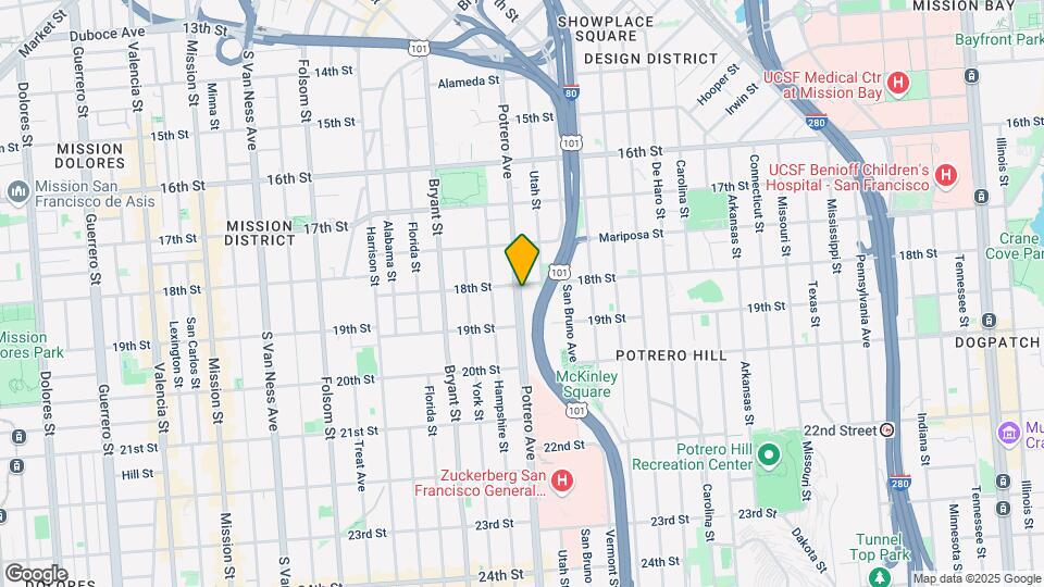601 Potrero Ave Map and Location Details