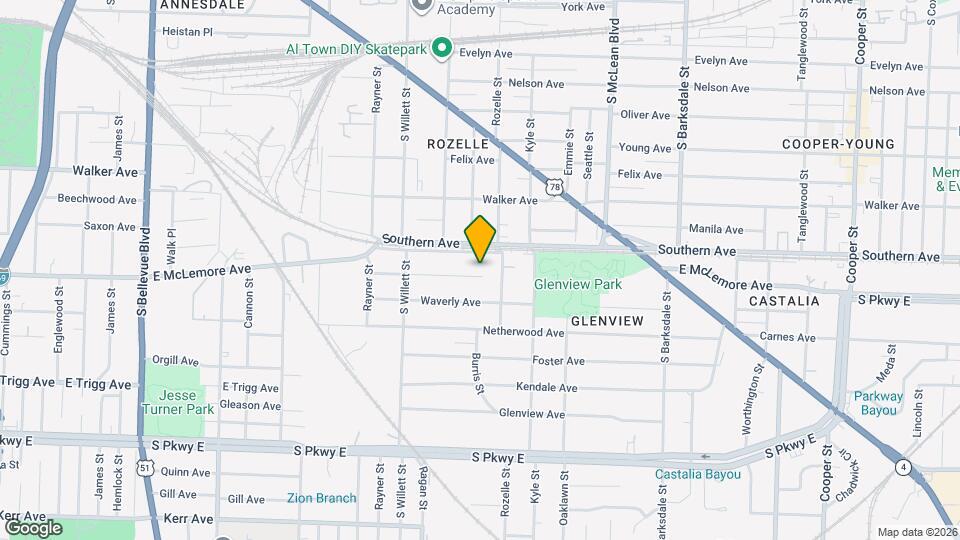 1654 E McLemore Ave Map and Location Details