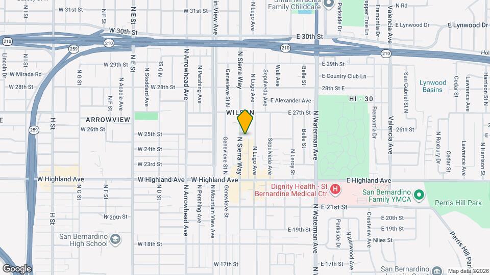 2501 N Sierra Way Mapa y Detalles de la Ubicación