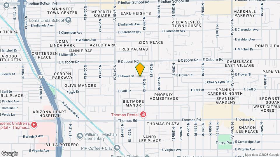 2533 E Flower St Map and Location Details