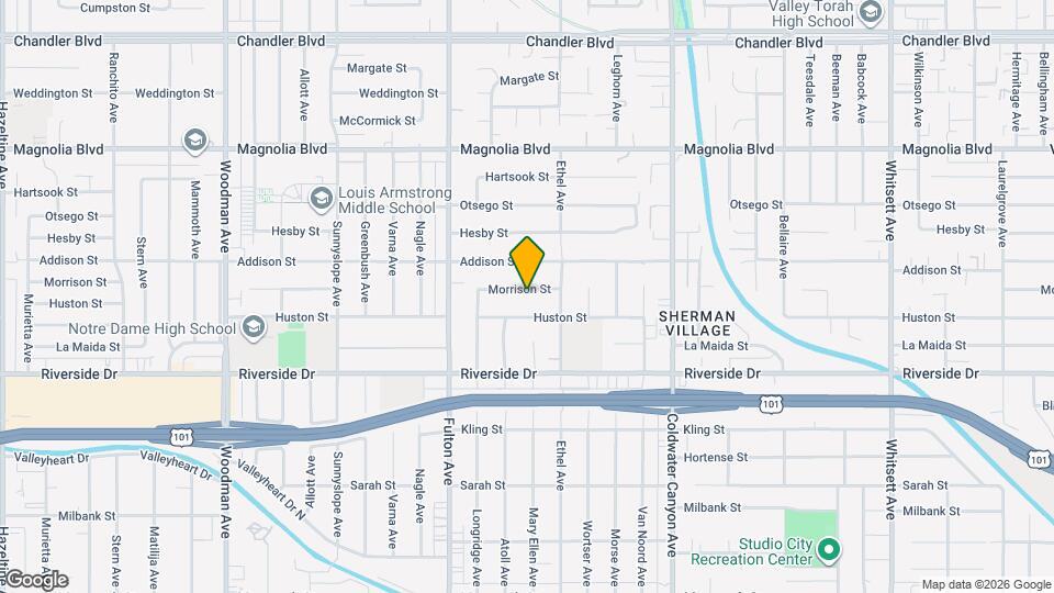 Rare Sherman Oaks Lease | 4beds + 3baths + Large Office in a tree lined street with a large yard,... Map and Location Details