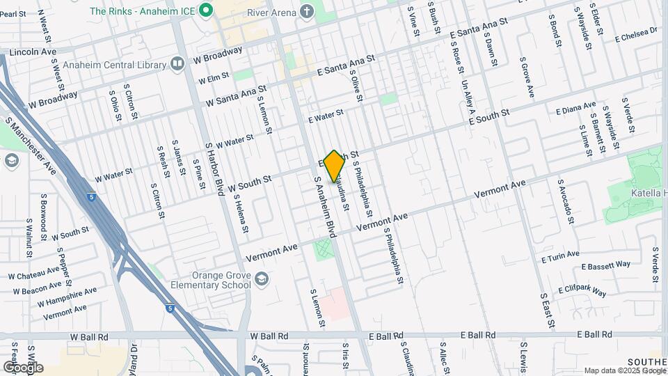 839 S Claudina St Map and Location Details