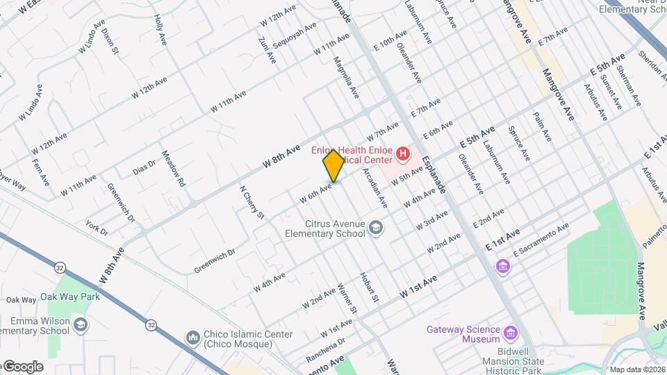 421 W 6th Ave Map and Location Details