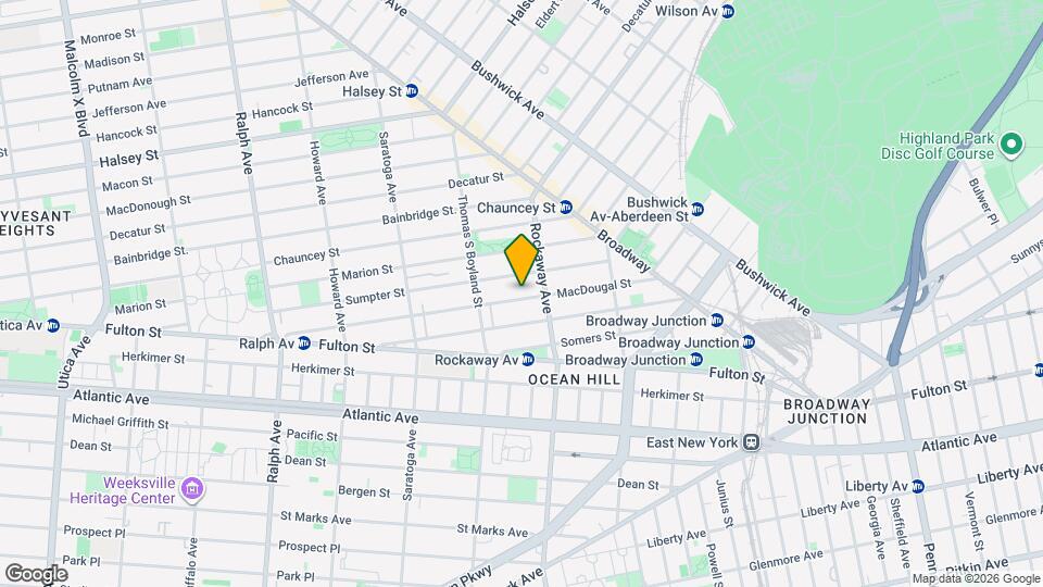 2BR 1BA Townhouse Private Garden & In-Unit Laundry on Ocean Hill Bushwick Border, Unit 1 Map and Location Details