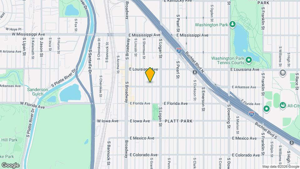 1385 S Grant St Map and Location Details