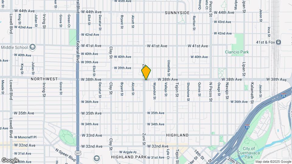 3746 Zuni St Map and Location Details