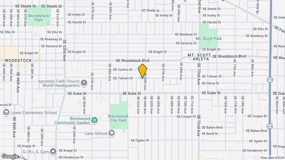 6412 SE Tolman St Map and Location Details