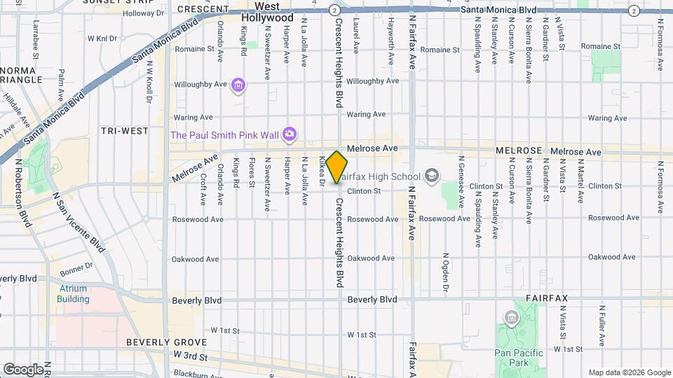 601 N Crescent Heights Blvd Map and Location Details