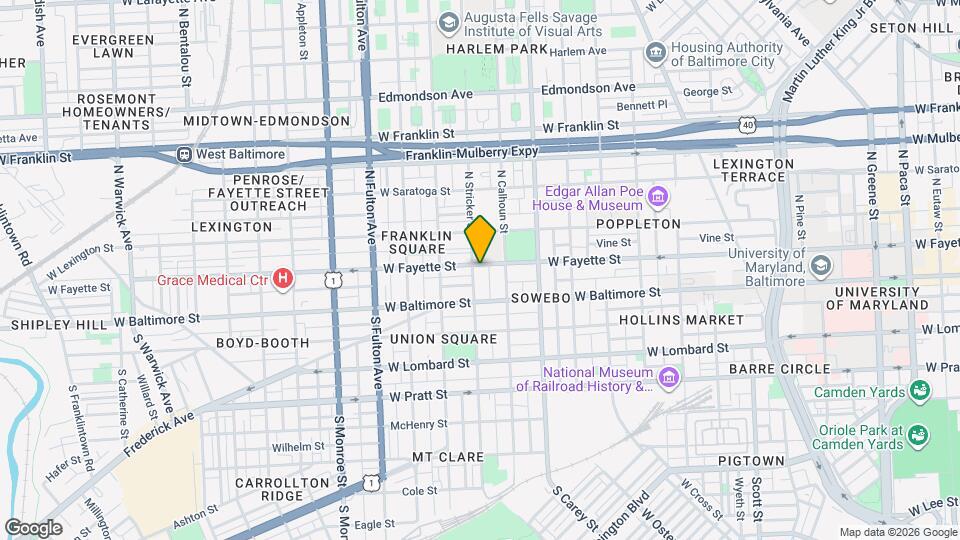 1423 W Fayette St Map and Location Details