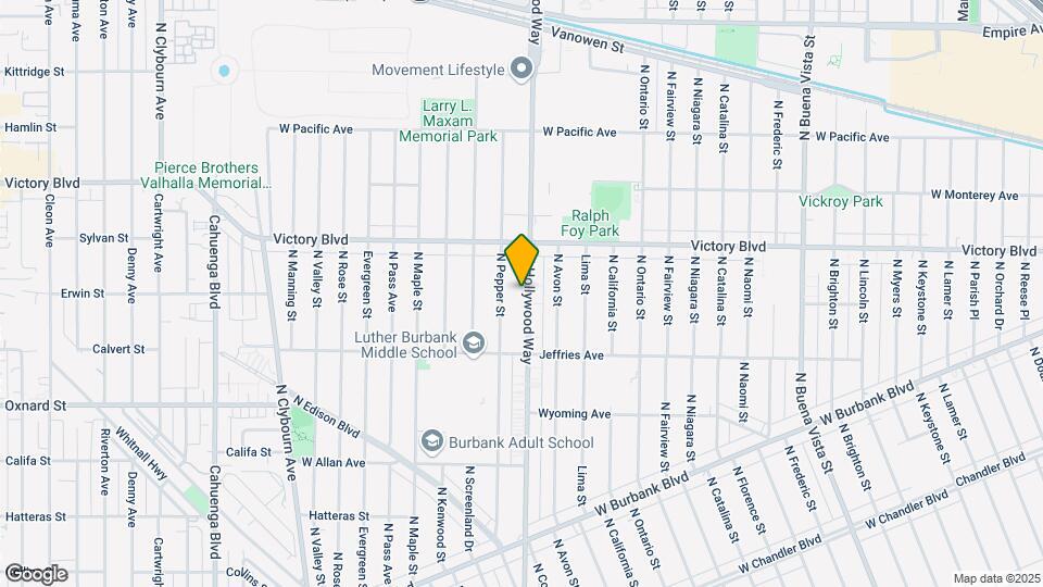 1905 N Hollywood Way Map and Location Details