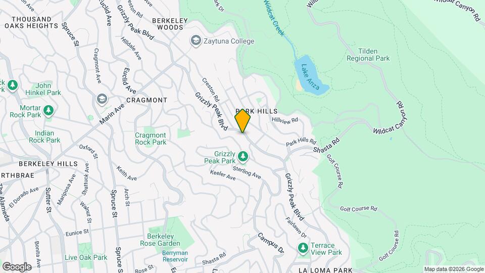 1114 Grizzly Peak Blvd Mapa y Detalles de la Ubicación
